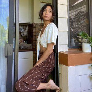 Brown Striped High Waisted Lounge Trousers